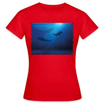 Requin marteau océanique; mer - T-shirt Femme - rouge - Devant - AI Model Female 172 dark (172cm)