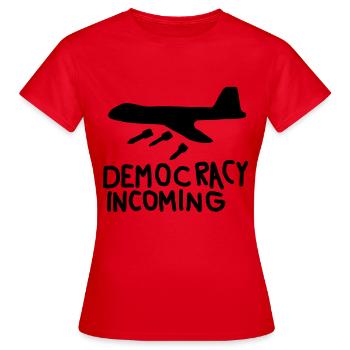 Democracy Incoming - Women's T-Shirt - red - Front - AI Model Female 172 dark (172cm)