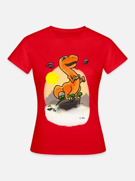 Dino au sommet de la montagne - T-shirt Femme - rouge