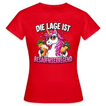 Besäufniserregendes Einhorn Party - Frauen T-Shirt - Rot - Vorne - AI Model Female 172 dark (172cm)