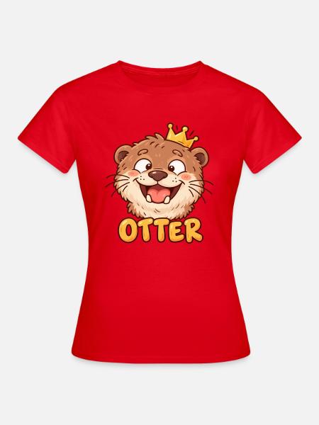 OTTER – Lustiger Otter mit Krone - Frauen T-Shirt - Rot