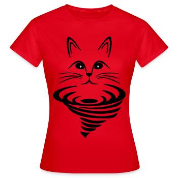 Katze auf Strudel - Frauen T-Shirt - Rot - Vorne - AI Model Female 172 dark (172cm)