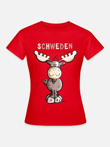 Elch aus Schweden - Frauen T-Shirt - Rot