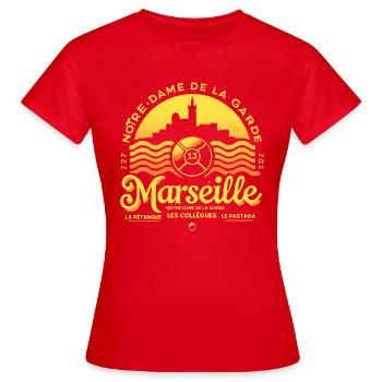 Marseille - Notre-Dame-Mediterrane Kultur J - Frauen T-Shirt - Rot - Vorne - AI Model Female 172 dark (172cm)