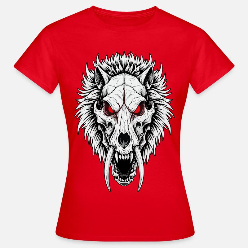 Shamanic Sabertooth Wolf Skull Red Eyes - Women's T-Shirt - red