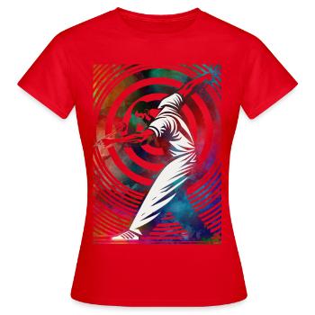 Golfeur dans un tourbillon coloré - T-shirt Femme - rouge - Devant - AI Model Female 172 dark (172cm)