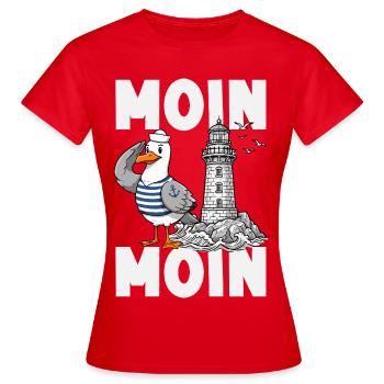 Moin Moin Norden - Maritimes Norddeutsch Design - Frauen T-Shirt - Rot - Vorne - AI Model Female 172 dark (172cm)