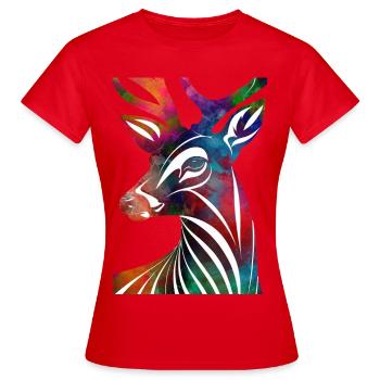 Colorful abstract deer - Women's T-Shirt - red - Front - AI Model Female 172 dark (172cm)