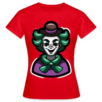 Portrait de dessin animé du Mime Clown Vert - T-shirt Femme - rouge - Devant - AI Model Female 172 dark (172cm)