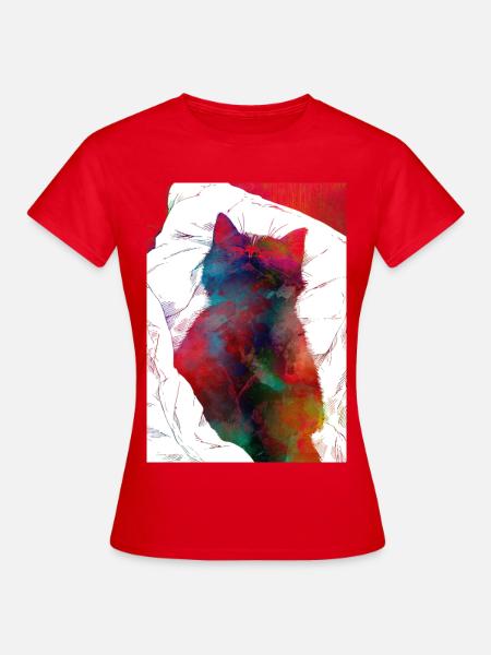 Schlafende Katze - Frauen T-Shirt - Rot