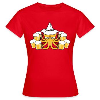 beer booze drink thirst party celebrate - Women's T-Shirt - red - Front - AI Model Female 172 dark (172cm)