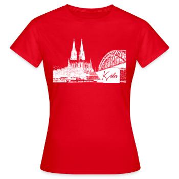 Cathédrale de Cologne - T-shirt Femme - rouge - Devant - AI Model Female 172 dark (172cm)