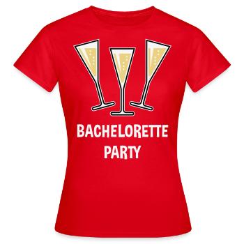 Bachelorette Party (Sektgläser Trichter Zu / 3C) - Frauen T-Shirt - Rot - Vorne - AI Model Female 172 dark (172cm)