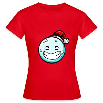 Schneeball mit Weihnachtsmütze #6/9 - Frauen T-Shirt - Rot - Vorne - AI Model Female 172 dark (172cm)