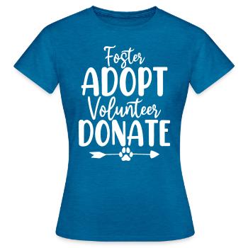 Famille d’accueil Adoption Bénévolat Faire un don Refuge Sauvetage de chiens - T-shirt Femme - bleu saphir antique chiné - Devant - AI Model Female 172 dark (172cm)