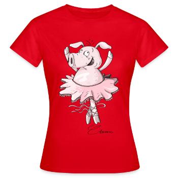 Ballett Schwein I Prima Ballerina - Frauen T-Shirt - Rot - Vorne - AI Model Female 172 dark (172cm)