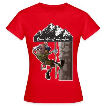 Eine Wurst abseilen - Frauen T-Shirt - Rot - Vorne - AI Model Female 172 dark (172cm)