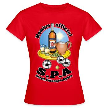 spa - Women's T-Shirt - red - Front - AI Model Female 172 dark (172cm)
