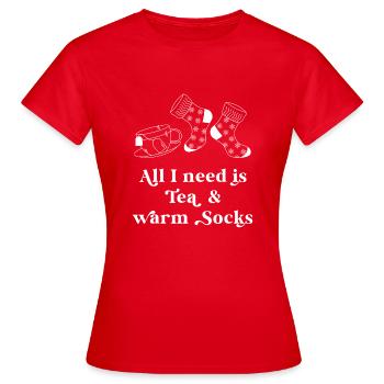 Tea and warm socks - Women's T-Shirt - red - Front - AI Model Female 172 dark (172cm)