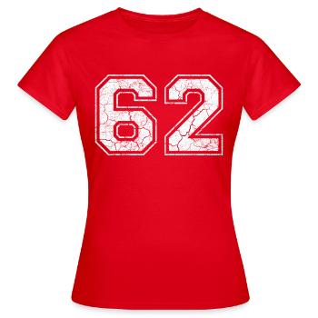 62 dans blanc in Used Look - T-shirt Femme - rouge - Devant - AI Model Female 172 dark (172cm)
