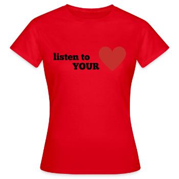 écoutez VOTRE cœur - T-shirt Femme - rouge - Devant - AI Model Female 172 dark (172cm)