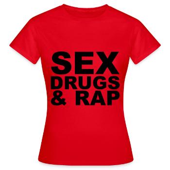 Sex Drugs & Rap - T-shirt Femme - rouge - Devant - AI Model Female 172 dark (172cm)