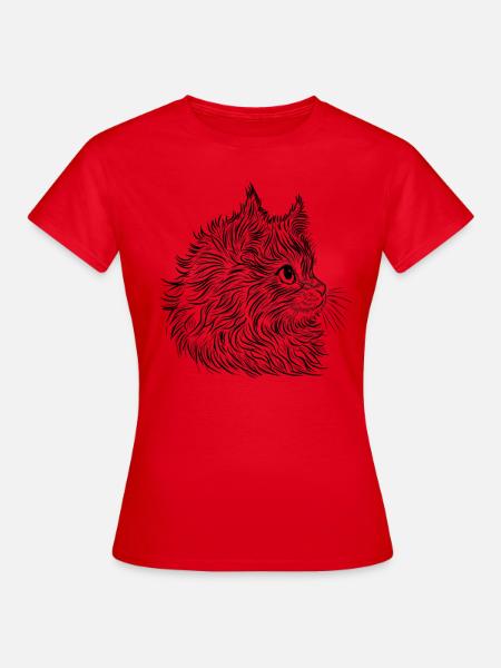 Katze lineart - Frauen T-Shirt - Rot