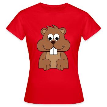 Murmeltier Tier Kuscheltier Geschenk - Frauen T-Shirt - Rot - Vorne - AI Model Female 172 dark (172cm)