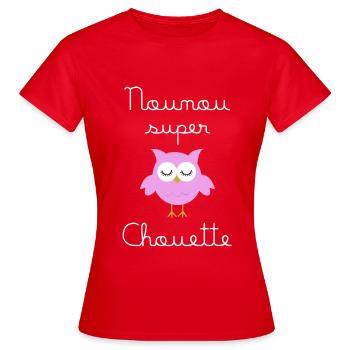 Nounou super chouette (écrit blanc) - T-shirt Femme - rouge - Devant - AI Model Female 172 dark (172cm)