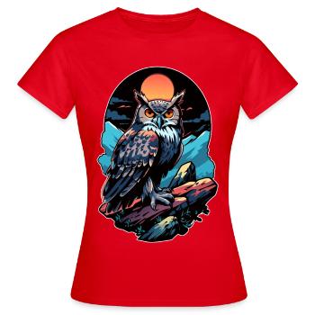 Great Owl Eagle Owl by Moonlight - Women's T-Shirt - red - Front - AI Model Female 172 dark (172cm)