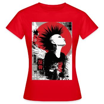 Punk Woman Rebellious Spirit Kanji - Women's T-Shirt - red - Front - AI Model Female 172 dark (172cm)