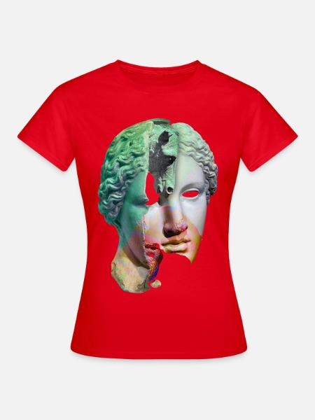 Zerbrochener Gott surreale Collage - Frauen T-Shirt - Rot