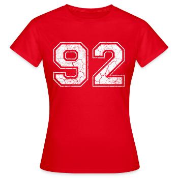 92 in white in the used look - Women's T-Shirt - red - Front - AI Model Female 172 dark (172cm)