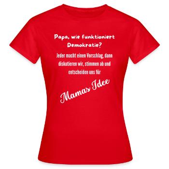 Wie funktioniert Demokratie? - Frauen T-Shirt - Rot - Vorne - AI Model Female 172 dark (172cm)