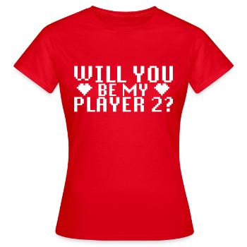 WILL YOU MARRY ME - PLAYER 2 - ANTRAG - HEIRATEN - Frauen T-Shirt - Rot - Vorne - AI Model Female 172 dark (172cm)