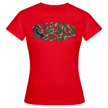 DNB Hemd | Camo Original Junglist Breakbeat - Frauen T-Shirt - Rot - Vorne - AI Model Female 172 dark (172cm)