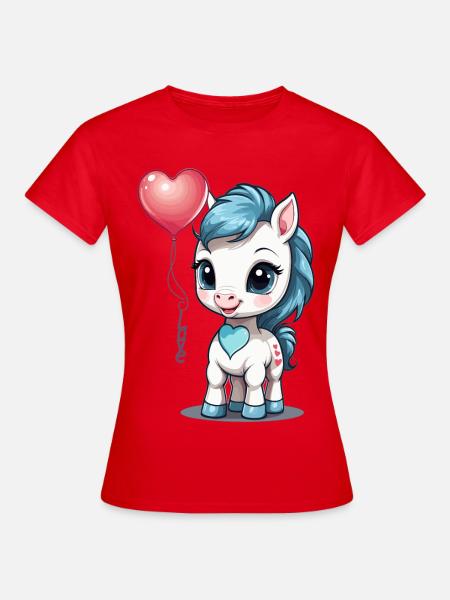 Süßes Pony mit Herz - Frauen T-Shirt - Rot