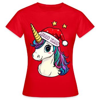 Unicorns Christmas / Merry Xmas - Women's T-Shirt - red - Front - AI Model Female 172 dark (172cm)