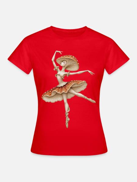 Das Pilz-Ballerina-Tee - Frauen T-Shirt - Rot