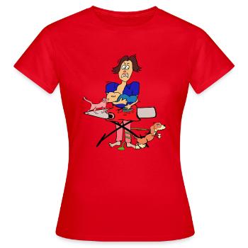 The mother caring for her babies - Women's T-Shirt - red - Front - AI Model Female 172 dark (172cm)