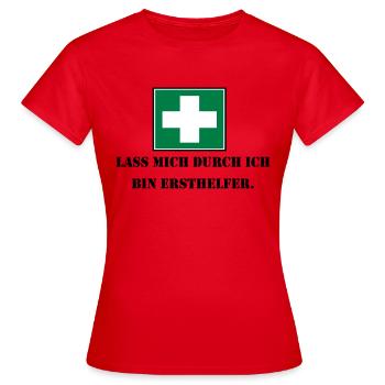 Lass mich durch ich bin Ersthelfer (schwarz) - Frauen T-Shirt - Rot - Vorne - AI Model Female 172 dark (172cm)