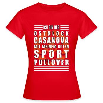 Ostblock Casanova Sport Pullover - Frauen T-Shirt - Rot - Vorne - AI Model Female 172 dark (172cm)