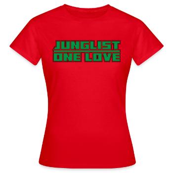Junglist One Love Drum and Bass DNB Green Remix - T-shirt Femme - rouge - Devant - AI Model Female 172 dark (172cm)