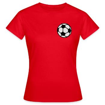 Fußball (zweifarbig) - Frauen T-Shirt - Rot - Vorne - AI Model Female 172 dark (172cm)