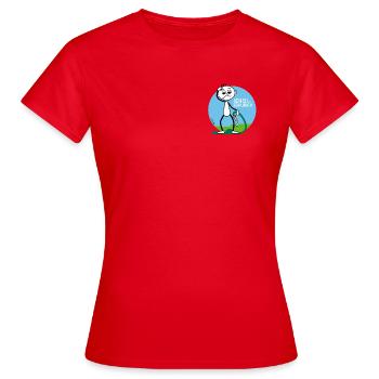Figur Strichel: Steh auf dem Garten Schlauch. - Frauen T-Shirt - Rot - Vorne - AI Model Female 172 dark (172cm)