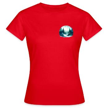 Spruce shadows – winter forest watercolor - Women's T-Shirt - red - Front - AI Model Female 172 dark (172cm)