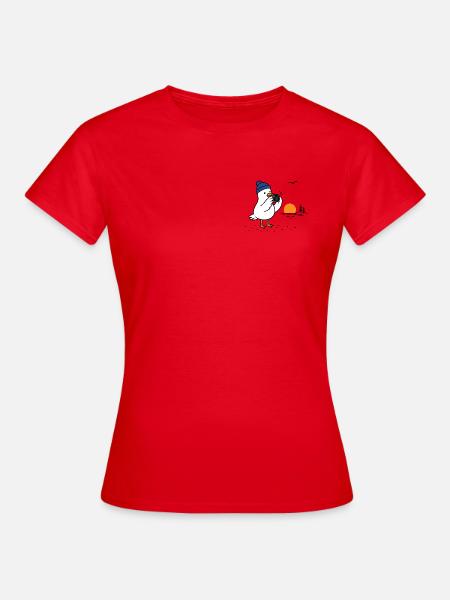 Möwe mit Kamera am Sonnenuntergang - Frauen T-Shirt - Rot
