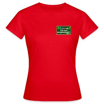 Einschulung Schulanfang HURRA - Frauen T-Shirt - Rot - Vorne - AI Model Female 172 dark (172cm)