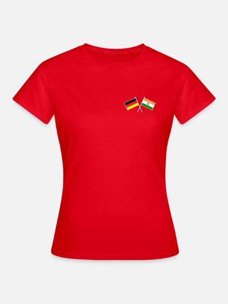 Germany x India Crossed Friendship Flags - Frauen T-Shirt - Rot