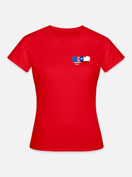USA Chile Flagge Herz - Frauen T-Shirt - Rot